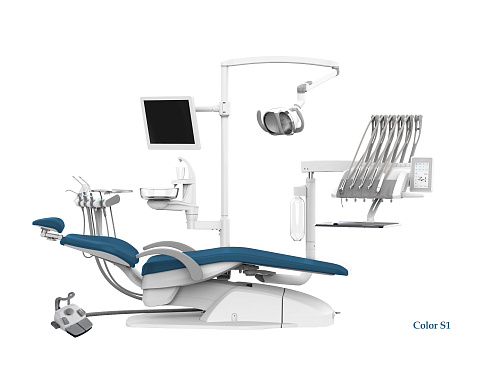 SILVERFOX 8000C-CRS0 Compact – Стоматологическая установка с верхней подачей, без гидроблока и с мягкой обивкой