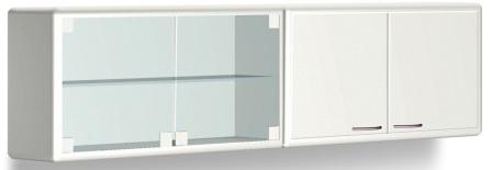 Шкаф медицинский L031 навесной для хранения стоматологических материалов с двумя дверями: - стеклянными