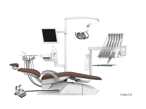SILVERFOX 8000C-CRS0 Compact – Стоматологическая установка с верхней подачей, без гидроблока и с мягкой обивкой