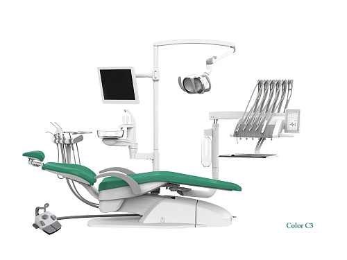 SILVERFOX 8000C-CRS0 Compact – Стоматологическая установка с верхней подачей, без гидроблока и с мягкой обивкой